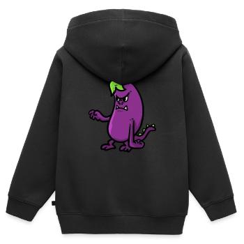Monstre Aubergine Monstre Aubergine - Sweat Premium à capuche zippé enfant bio - noir - Dos - AI Model Kid Male (0cm)