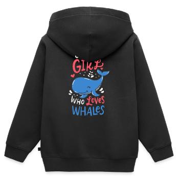 whales - Sweat Premium à capuche zippé enfant bio - noir - Dos - AI Model Kid Male (0cm)