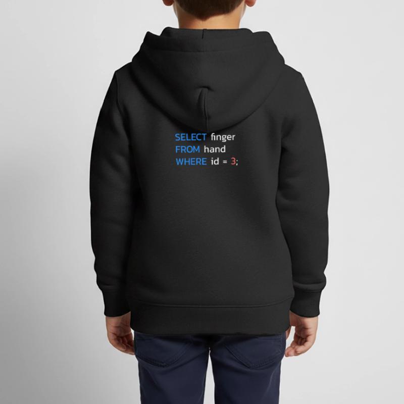Lustiges SQL Mittelfinger Programmierer Kinder Premium Organic Zip Hoodie