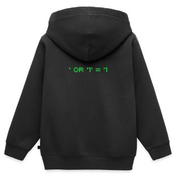 Hackers Pentest SQL Injection - Sweat Premium à capuche zippé enfant bio - noir - Dos - AI Model Kid Male (0cm)