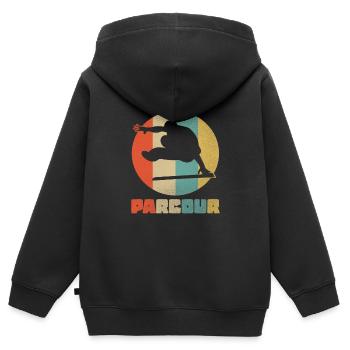 Parcour Sport Extremsport Salto Geschenk - Kinder Premium Organic Zip Hoodie - Schwarz - Hinten - AI Model Kid Male (0cm)