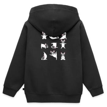 Frenchie Bouledogue de Franconie Yoga - Sweat Premium à capuche zippé enfant bio - noir - Dos - AI Model Kid Male (0cm)
