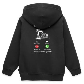 Mein Bagger ruft an - Kinder Premium Organic Zip Hoodie - Schwarz - Hinten - AI Model Kid Male (0cm)