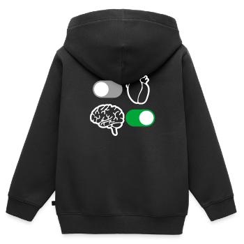 Raison de cerveau et de coeur - Sweat Premium à capuche zippé enfant bio - noir - Dos - AI Model Kid Male (0cm)