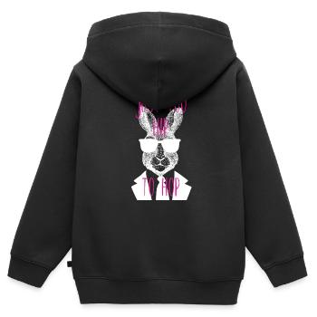 Too hip to hop Hipster Hase Brille cool Geschenk - Kinder Premium Organic Zip Hoodie - Schwarz - Hinten - AI Model Kid Male (0cm)