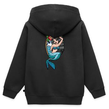 Meerjungfrau Tattoo - Kinder Premium Organic Zip Hoodie - Schwarz - Hinten - AI Model Kid Male (0cm)