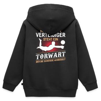 Hinter Jedem Verteidiger Steht ein Torwart - Kinder Premium Organic Zip Hoodie - Schwarz - Hinten - AI Model Kid Male (0cm)