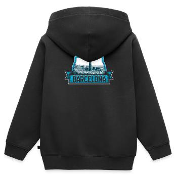 Barcelone - Sweat Premium à capuche zippé enfant bio - noir - Dos - AI Model Kid Male (0cm)