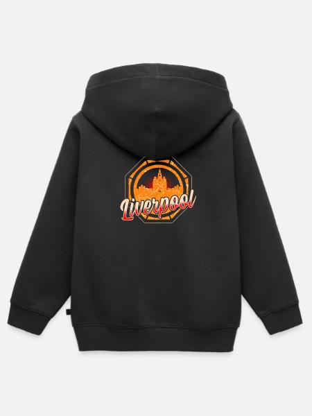 Liverpool - Kinder Premium Organic Zip Hoodie - Schwarz