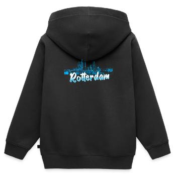 Rotterdam - Sweat Premium à capuche zippé enfant bio - noir - Dos - AI Model Kid Male (0cm)