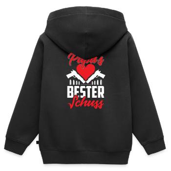 Papas Bester Schuss Geburt Kinder Lustiger Spruch - Kinder Premium Organic Zip Hoodie - Schwarz - Hinten - AI Model Kid Male (0cm)