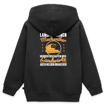 Tournevis fermier mécanicien de machines agricoles disant - Sweat Premium à capuche zippé enfant bio - noir - Dos - AI Model Kid Male (0cm)