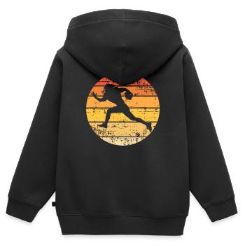 Football américain - Sweat Premium à capuche zippé enfant bio - noir - Dos - AI Model Kid Male (0cm)