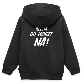 Bayerisch Dialekt lustiger Spruch - Kinder Premium Organic Zip Hoodie - Schwarz - Hinten - AI Model Kid Male (0cm)