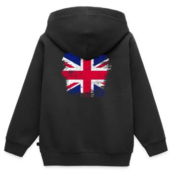 Royaume-Uni - Sweat Premium à capuche zippé enfant bio - noir - Dos - AI Model Kid Male (0cm)