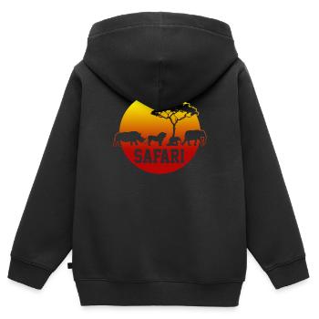 Safari - Kinder Premium Organic Zip Hoodie - Schwarz - Hinten - AI Model Kid Male (0cm)