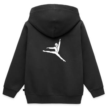 Silhouette de danseuse danseuse ballerine - Sweat Premium à capuche zippé enfant bio - noir - Dos - AI Model Kid Male (0cm)