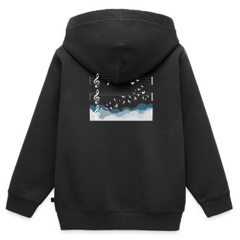 Musique Orchestre Oiseaux Chef Choeur Cadeau Gratuit - Sweat Premium à capuche zippé enfant bio - noir - Dos - AI Model Kid Male (0cm)