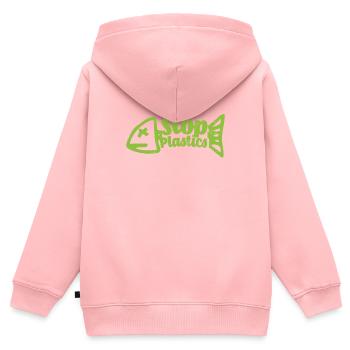 Stop plastique - Sweat Premium à capuche zippé enfant bio - rose - Dos - AI Model Kid Female (0cm)