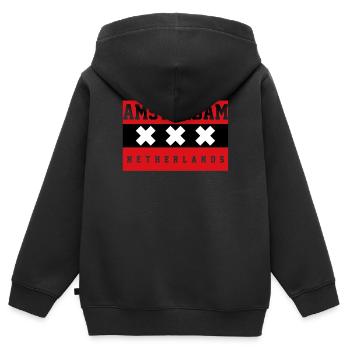 Amsterdam - Sweat Premium à capuche zippé enfant bio - noir - Dos - AI Model Kid Male (0cm)