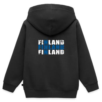 Finlande - Sweat Premium à capuche zippé enfant bio - noir - Dos - AI Model Kid Male (0cm)