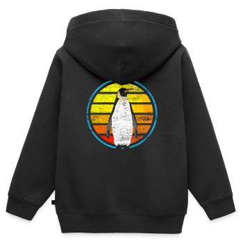 manchot - Sweat Premium à capuche zippé enfant bio - noir - Dos - AI Model Kid Male (0cm)