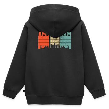 Amsterdam Souvenir - Kinder Premium Organic Zip Hoodie - Schwarz - Hinten - AI Model Kid Male (0cm)