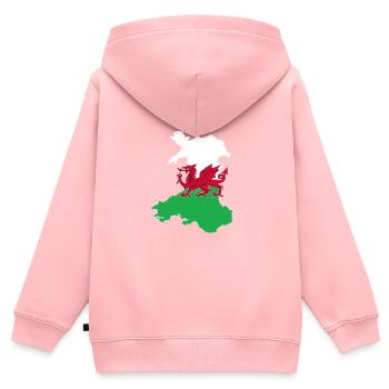 Wales - Kinder Premium Organic Zip Hoodie - Rosa - Hinten - AI Model Kid Female (0cm)