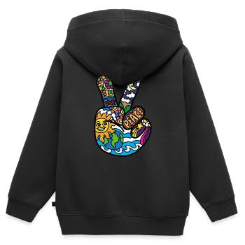 Friedenszeichen Peace und Frieden Hanzeichen - Kinder Premium Organic Zip Hoodie - Schwarz - Hinten - AI Model Kid Male (0cm)