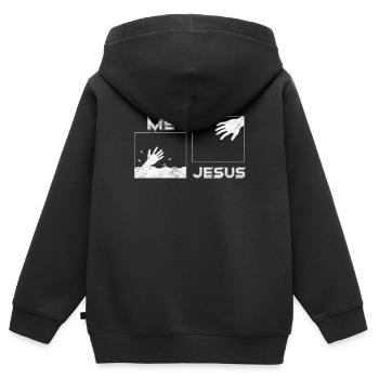 Jesus Bibel Rettung - Kinder Premium Organic Zip Hoodie - Schwarz - Hinten - AI Model Kid Male (0cm)