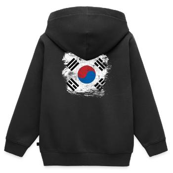 Corée du Sud - Sweat Premium à capuche zippé enfant bio - noir - Dos - AI Model Kid Male (0cm)
