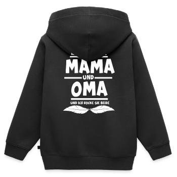 Ich habe zwei Titel Mama und Oma - Kinder Premium Organic Zip Hoodie - Schwarz - Hinten - AI Model Kid Male (0cm)
