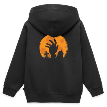 Cimetière d'halloween - Sweat Premium à capuche zippé enfant bio - noir - Dos - AI Model Kid Male (0cm)