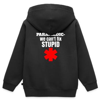 Drôle de service de secours Sort &ambulancier - Sweat Premium à capuche zippé enfant bio - noir - Dos - AI Model Kid Male (0cm)