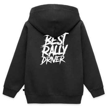 Rallyes rallyes coureurs - Sweat Premium à capuche zippé enfant bio - noir - Dos - AI Model Kid Male (0cm)