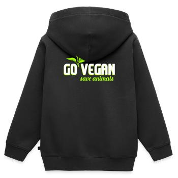 Veganer Veganerin Vegan Tierschützer Tierschutz - Kinder Premium Organic Zip Hoodie - Schwarz - Hinten - AI Model Kid Male (0cm)