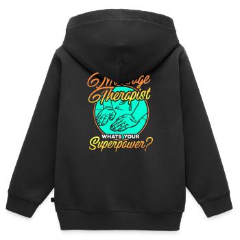 Massage Masseur Masseurin - Kinder Premium Organic Zip Hoodie - Schwarz - Hinten - AI Model Kid Male (0cm)