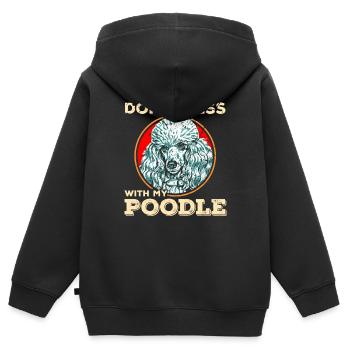 Caniche - Sweat Premium à capuche zippé enfant bio - noir - Dos - AI Model Kid Male (0cm)