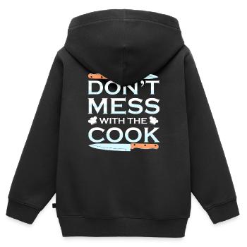 Cuisinier cuisinier cuisine - Sweat Premium à capuche zippé enfant bio - noir - Dos - AI Model Kid Male (0cm)