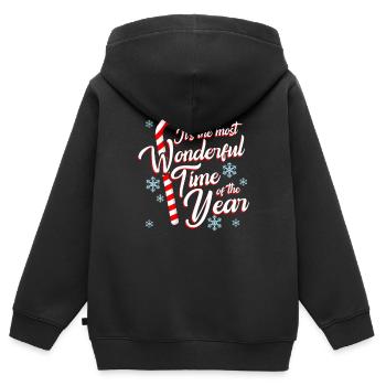 Weihnachten - Kinder Premium Organic Zip Hoodie - Schwarz - Hinten - AI Model Kid Male (0cm)