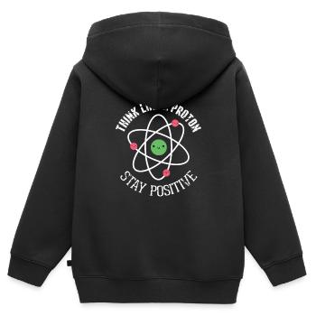 Pensez comme un proton Stay Positive Funny Science - Sweat Premium à capuche zippé enfant bio - noir - Dos - AI Model Kid Male (0cm)