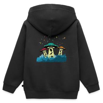 Dinos UFOs Aliens - Kinder Premium Organic Zip Hoodie - Schwarz - Hinten - AI Model Kid Male (0cm)