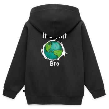 Sie ist flach Erde - Kinder Premium Organic Zip Hoodie - Schwarz - Hinten - AI Model Kid Male (0cm)