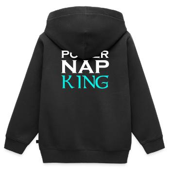 Power Nap King Design Motiv - Kinder Premium Organic Zip Hoodie - Schwarz - Hinten - AI Model Kid Male (0cm)