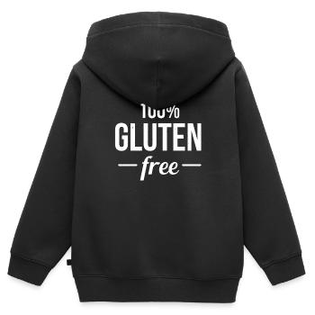 100% Gluten free - Kinder Premium Organic Zip Hoodie - Schwarz - Hinten - AI Model Kid Male (0cm)