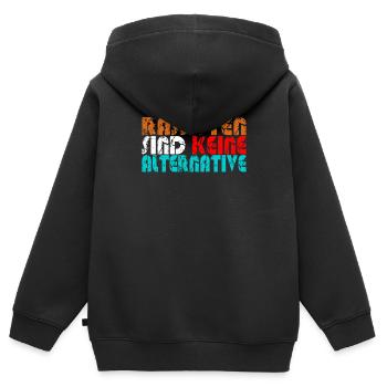 Alternative anti AFD contre la droite nazie - Sweat Premium à capuche zippé enfant bio - noir - Dos - AI Model Kid Male (0cm)