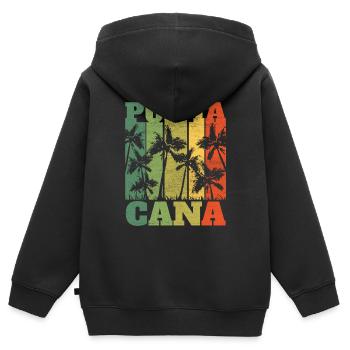 Cadeau rétro de Punta Cana en République dominicaine - Sweat Premium à capuche zippé enfant bio - noir - Dos - AI Model Kid Male (0cm)