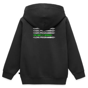 I Hate Programming | Programmierer, Coder, IT Nerd - Kinder Premium Organic Zip Hoodie - Schwarz - Hinten - AI Model Kid Male (0cm)