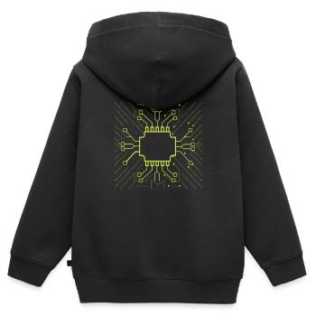 Computer Scientist Admin Hardware CPU - Kids Premium Organic Zip-up Hoodie - black - Back - AI Model Kid Male (0cm)