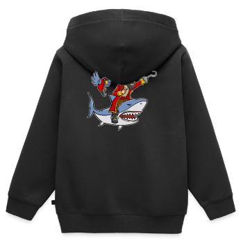 Pirat Piraten Hai Haifisch Papagei Geschenk - Kinder Premium Organic Zip Hoodie - Schwarz - Hinten - AI Model Kid Male (0cm)
